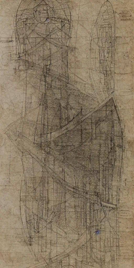 Image similar to undiscovered design blueprints from leonardo da vinci, renaissance, 4 k
