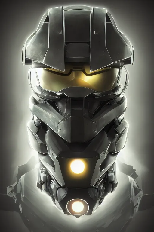 Image similar to robot ninja mask helmet halo master chief radiating a glowing aura global illumination ray tracing hdr fanart arstation by ian pesty and katarzyna da „ bek - chmiel