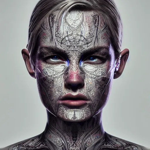 Prompt: face with intricate and detailed light-emitting OLED tatoos showing health information and vital sign visualizations, heart rate, ultra HD realistic wide focus 8k ultra soft light RTX on VFX octane render pixiv pinterest colorful more reflection