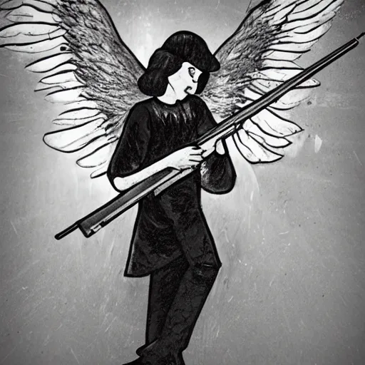 Image similar to angel with a shotgun