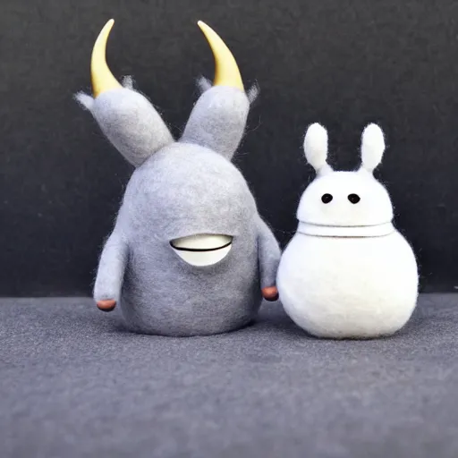 Image similar to a furry Moomin, two tiny horns, big head, 3D art, Baymax style, sweet department, felt, kawaii, Marina Dieul, Monchhich, Kristina Shablina, 8K