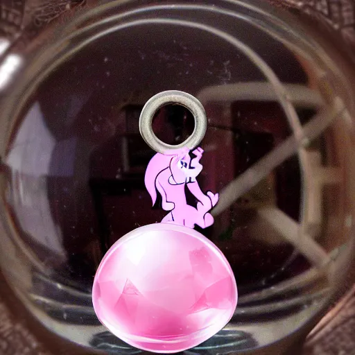 Prompt: Pinkie Pinkie 💓🐴 trapped inside a crystal ball 🔒🔮