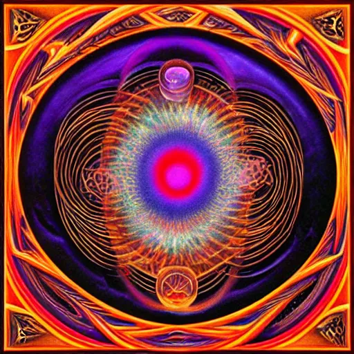 Prompt: tool album cover, psychedelic, magic, alex gray