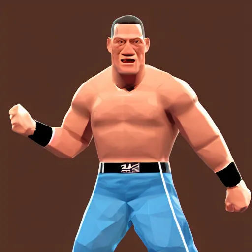 Image similar to low poly 3D render of John Cena in WWE for the PlayStation 1