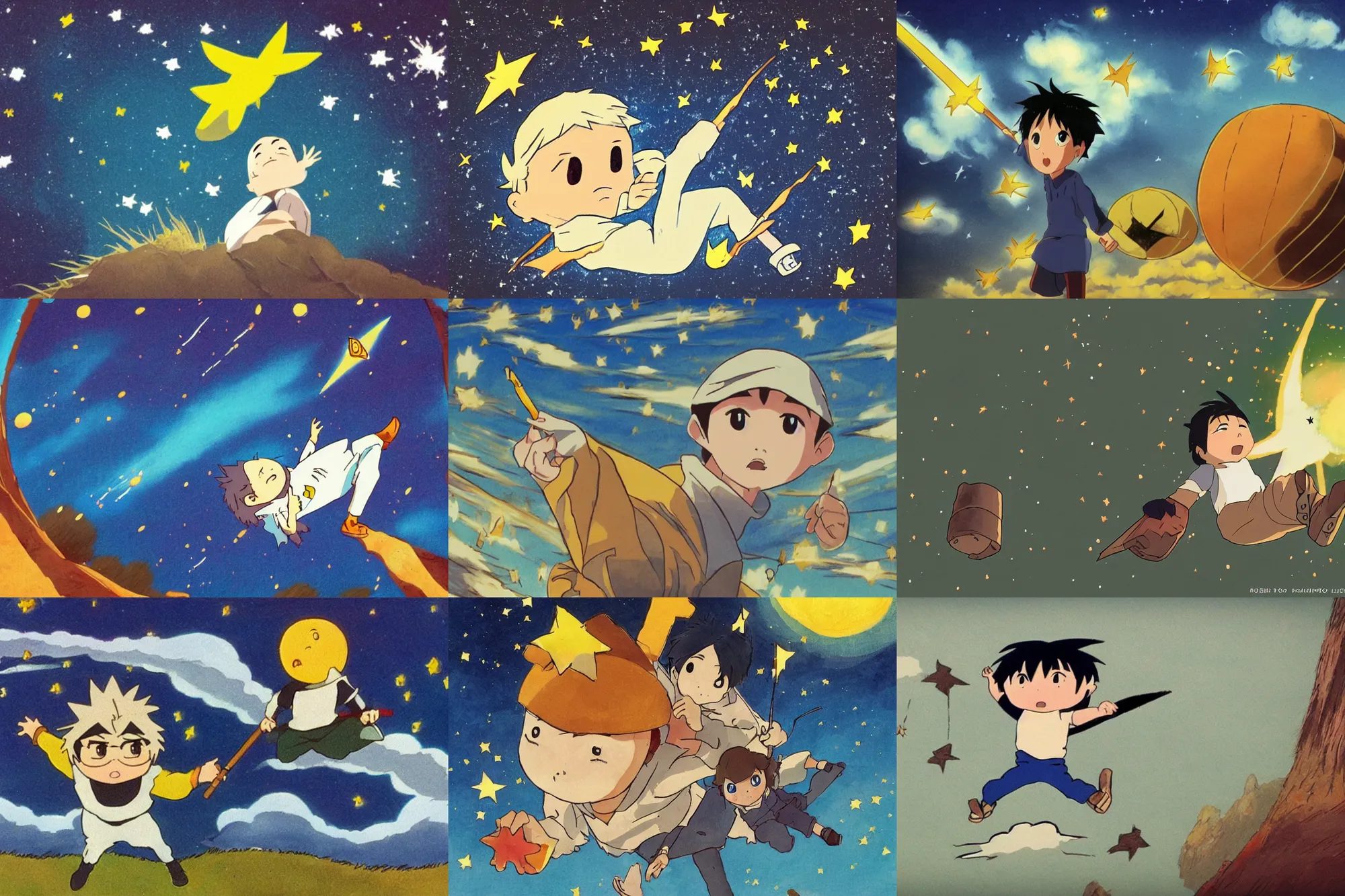 Prompt: a shooting star, in the style of hayao miyazaki