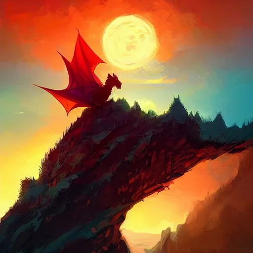 Image similar to dragon on mountain top by anato finnstark, by alena aenami, by john harris, by ross tran, by wlop, by andreas rocha