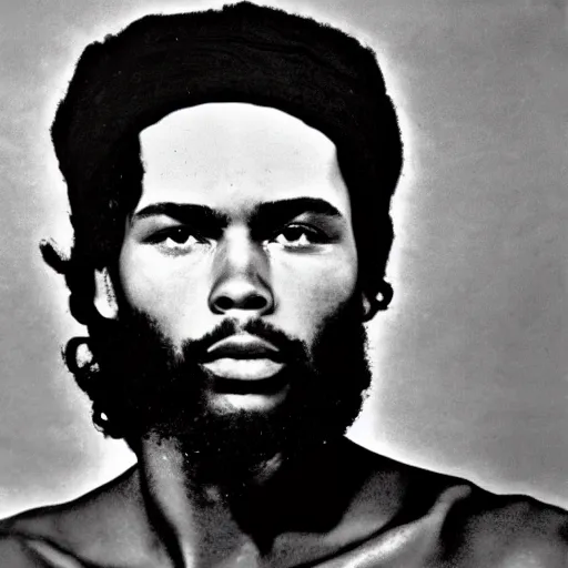 Image similar to Portrait of Jaylen Brown, Jaylen Brown as Che Guevara, Guerilla Heroico, Black and White, Photograph by Alberto Korda, inspiring, dignifying, national archives