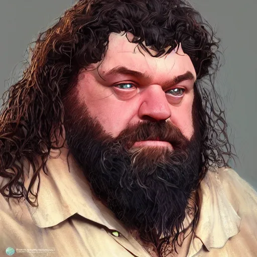 Image similar to hagrid, au naturel, hyper detailed, digital art, trending in artstation, cinematic lighting, studio quality, smooth render, fluorescent skin, unreal engine 5 rendered, octane rendered, art style by klimt and nixeu and ian sprigger and wlop and krenz cushart