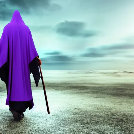 Prompt: grim reaper, purple cloak, full body, scythe