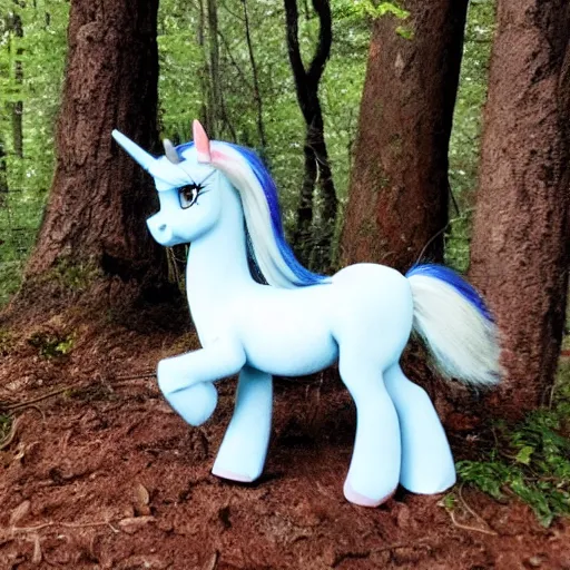 Image similar to photo of feral cryptid wild my little ponies twilight sparkle in the woods