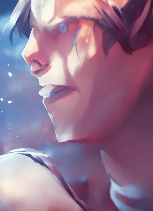 Prompt: detailed beautiful male character art of a protagonist, depth of field, on amino, by sakimichan patreon, wlop, high quality art on artstation.