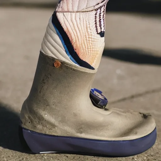 Image similar to a skate boot on a foot covered in cast