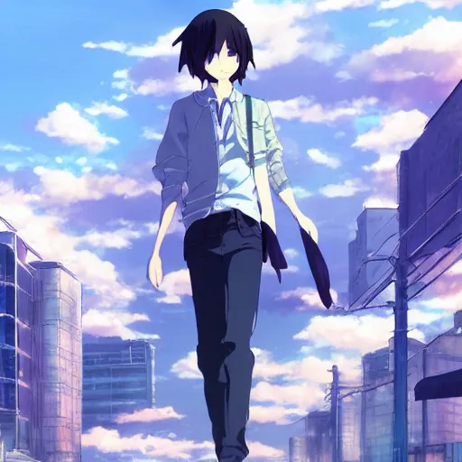 Image similar to stable diffusion ai as a human, anime style chibi, by makoto shinkai