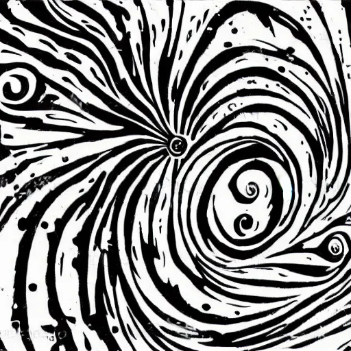 Image similar to black and white illustration spiral galaxy stencil