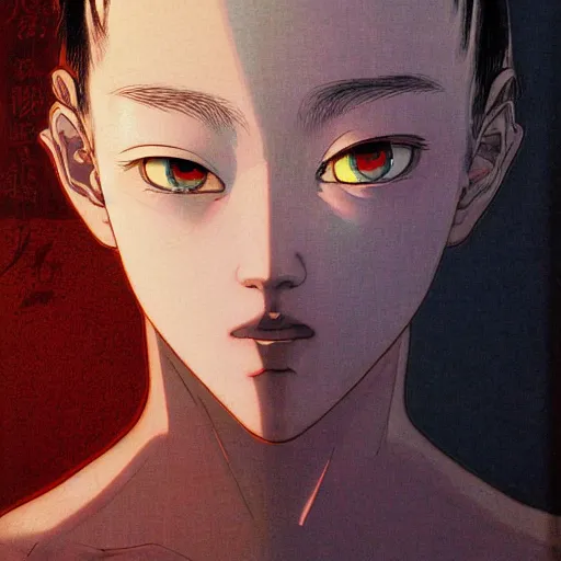 Prompt: prompt : portrait soft light painted by james jean and katsuhiro otomo, magical eyes, inspired by evangeleon anime, smooth face feature, intricate oil painting, high detail illustration, sharp high detail, manga and anime 1 9 9 0