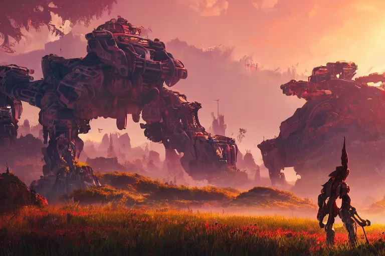 Image similar to tideripper machine mecanical creature robot of horizon forbidden west horizon zero dawn radiating a glowing aura global illumination ray tracing hdr fanart arstation by ian pesty and alena aenami artworks in 4 k