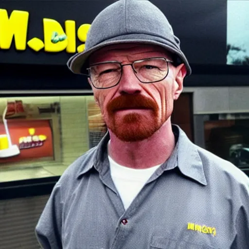 Image similar to walter white working at mcdonalds