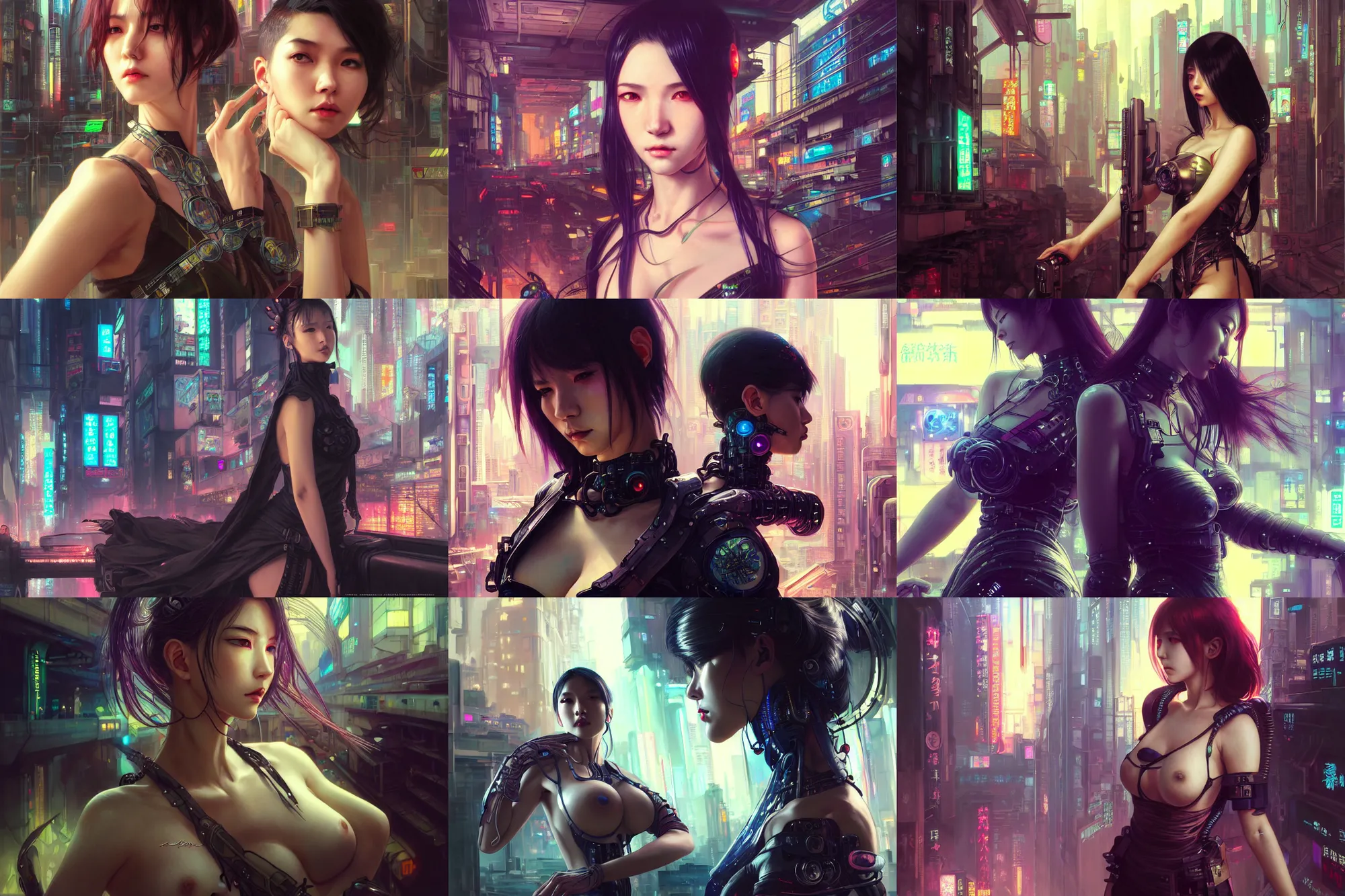 Prompt: ultra realistic beautiful cyberpunk kowloon techno art, beautiful alluring anime woman, sci - fi, fantasy, intricate, elegant, highly detailed, digital painting, artstation, concept art, smooth, sharp focus, illustration, art by artgerm and wlop and alphonse mucha and tian zi and krenz cushart and greg rutkowski and allen william
