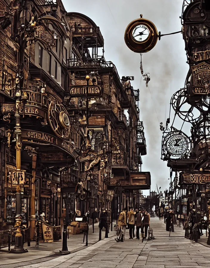 Prompt: steam punk street