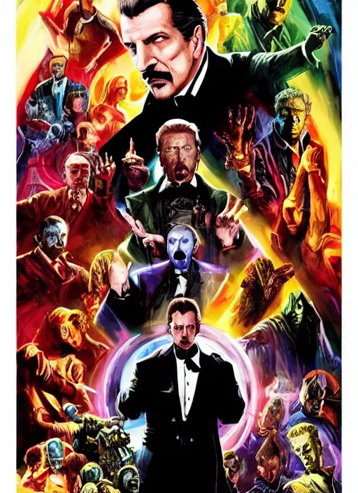 Image similar to a key visual of vincent price in the marvel cinematic universe, official poster artwork, movie poster, highly detailed