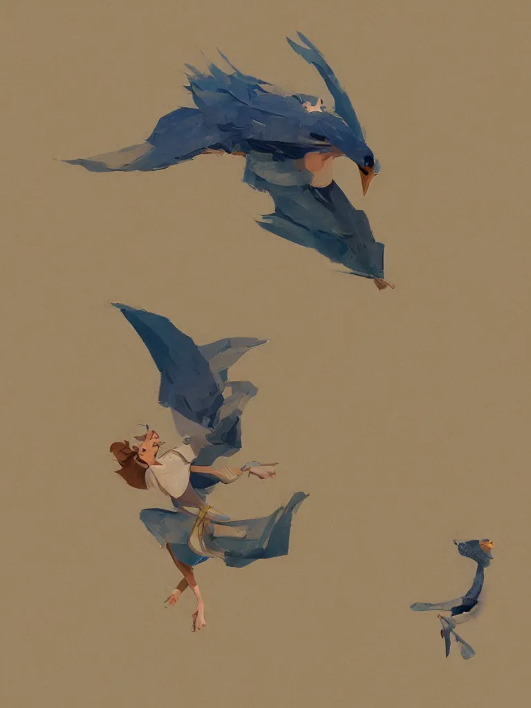 Prompt: human bird, by disney concept artists, blunt borders, rule of thirds, golden ratio