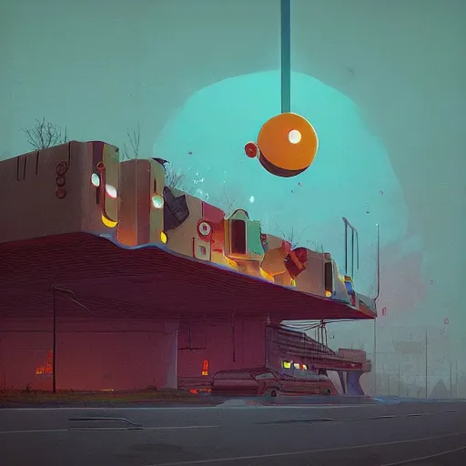 Prompt: An idepe't dueorg thoing!, be na leep thieen prieios. by Simon Stålenhag