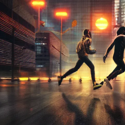 Prompt: people running away scared from bitcoin, bitcoin evil, cyberpunk art ultrarealistic 8k