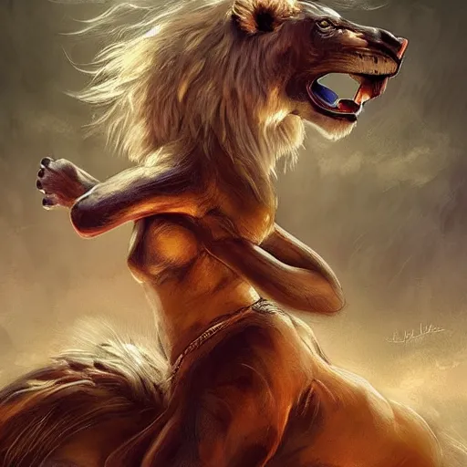 Image similar to a girl riding a lion, trending on artstation