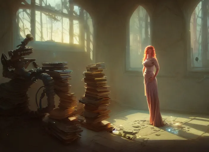 Image similar to full body view, highly detailed portrait of christina hendricks, stephen bliss, unreal engine, art by greg rutkowski, loish, rhads, ferdinand knab, makoto shinkai and lois van baarle, ilya kuvshinov, rossdraws, tom bagshaw, global illumination, radiant light, detailed and intricate environment