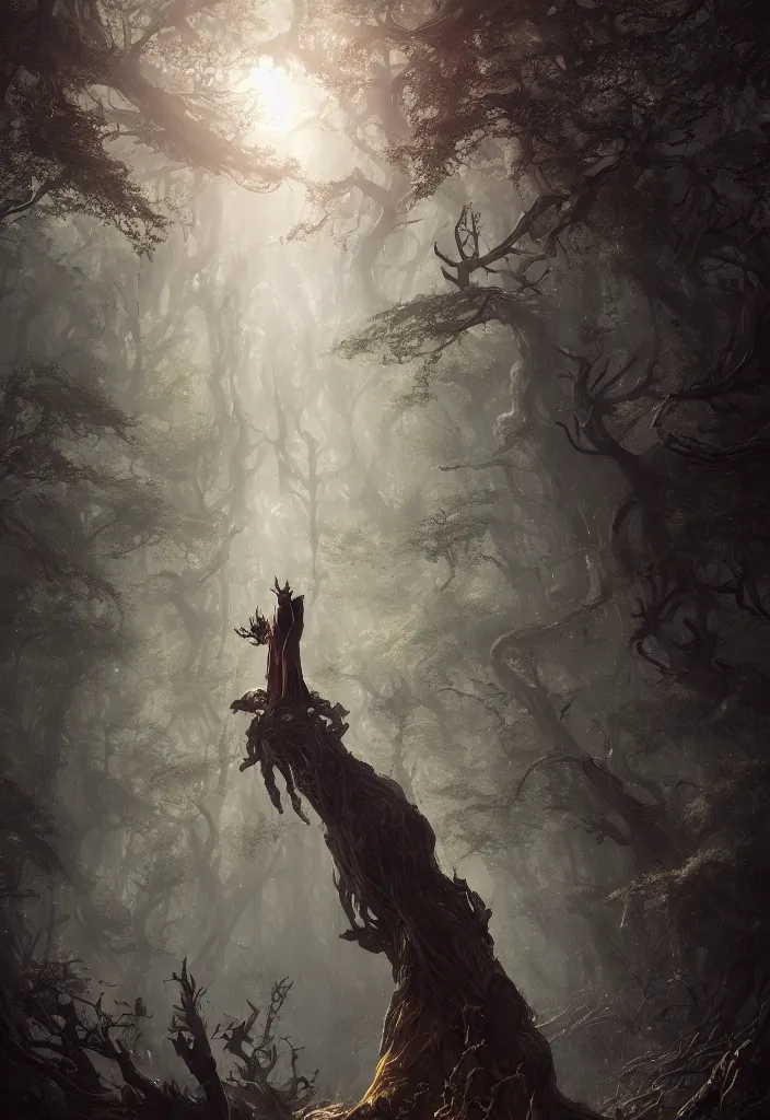 Prompt: a fancy portrait of a celestial standing in a large forest by greg rutkowski, sung choi, mitchell mohrhauser, maciej kuciara, johnson ting, maxim verehin, peter konig, bloodborne, 8 k photorealistic, cinematic lighting, hd, high details, dramatic, dark atmosphere, trending on artstation