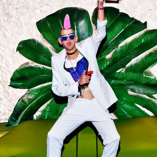 Prompt: bad bunny preforming in aruba award winning photo