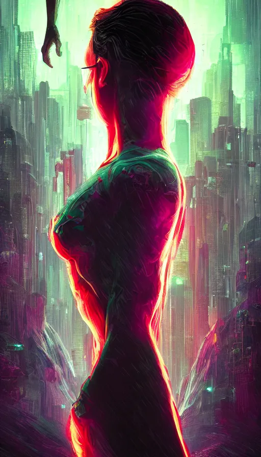 Image similar to altered carbon, adam and eve, neon, dreamy vibe, lord of the rings, matrix, fame of thrones, fibonacci, sweat drops, insane intricate, highly detailed, cinematic, atmospheric. digital painting, artstation, concept art, smooth, sharp focus, illustration, unreal engine 5, 8 k, art, masterpiece