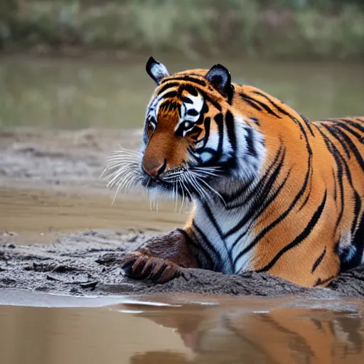 Prompt: mud covered tiger