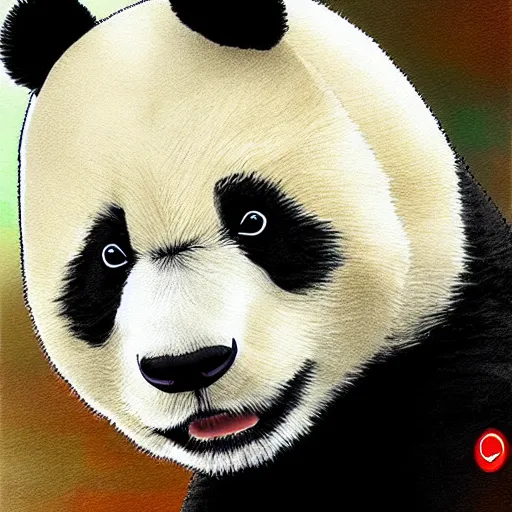 Image similar to A panda is making a selfie with an iPhone, digital art