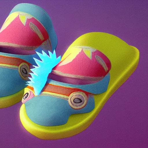 Prompt: concept art of a pokemon slipper, 4 k, highly detailed, hd