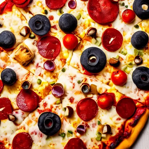 Image similar to food photography of a big pizza made of small pizza