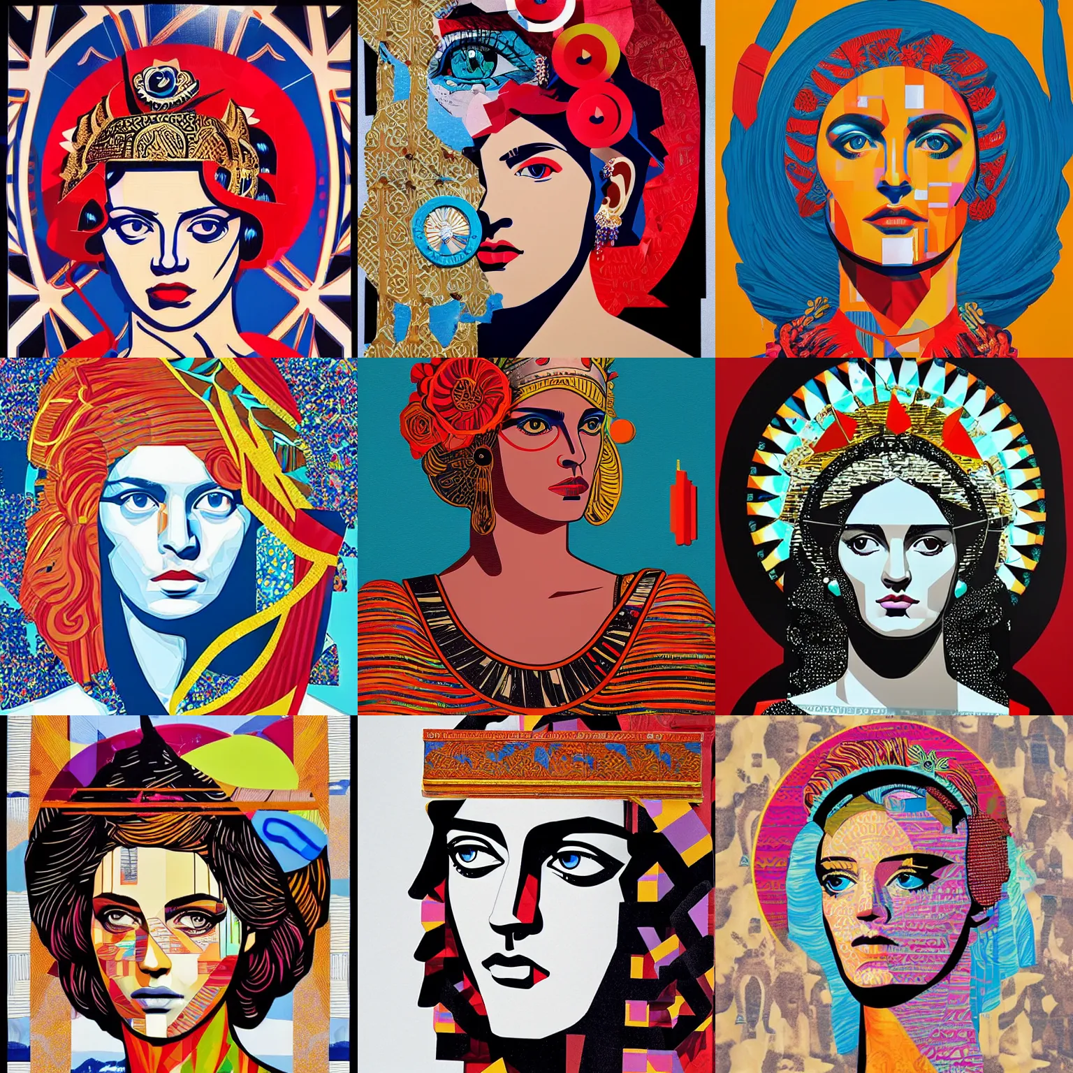 Prompt: Helen of Troy, by Tristan Eaton, Collage made from Dried Acrylic Paint, in the style of @dudu