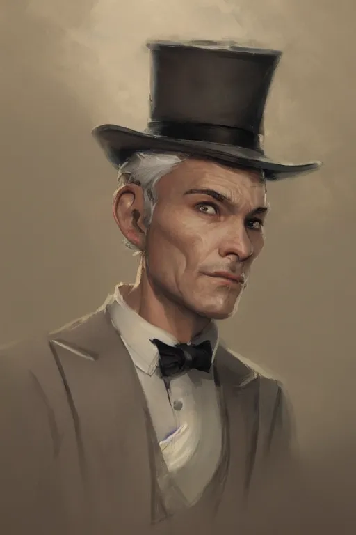 a halfling grey hair with stubble top hat and suit by | Stable ...