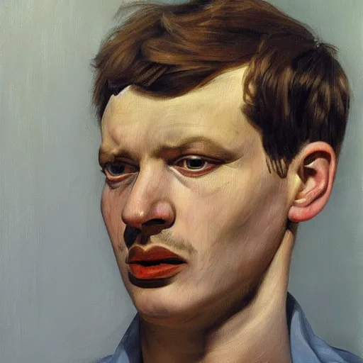 Image similar to high quality high detail painting by lucian freud, hd, ian curtis