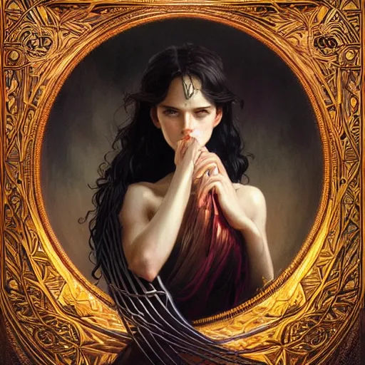 Image similar to a strange harp, d & d, fantasy, intricate, elegant, symmetrical face, highly detailed, digital painting, artstation, concept art, smooth, sharp focus, illustration, art by artgerm and greg rutkowski and alphonse mucha