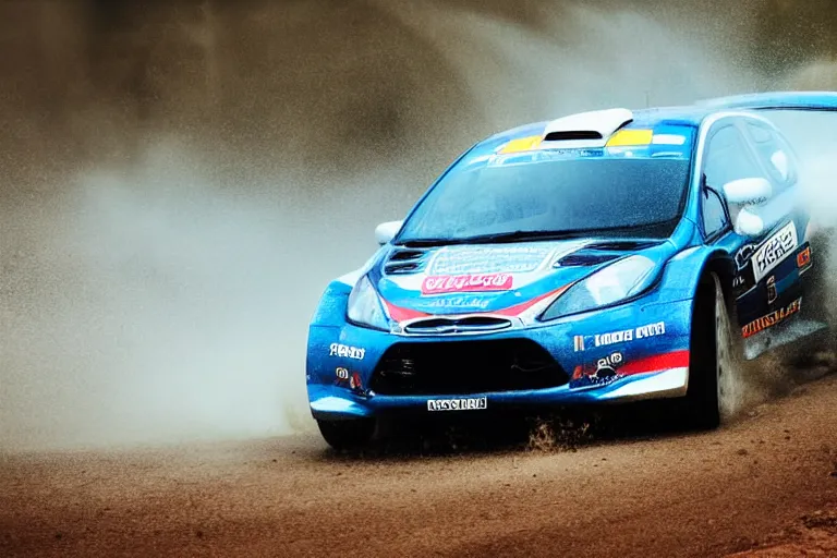 Image similar to !!!!F1!!!! rally car driving on off-road. High speed photography, motion blur, photograph, midday, muted colors, motion blur, mist