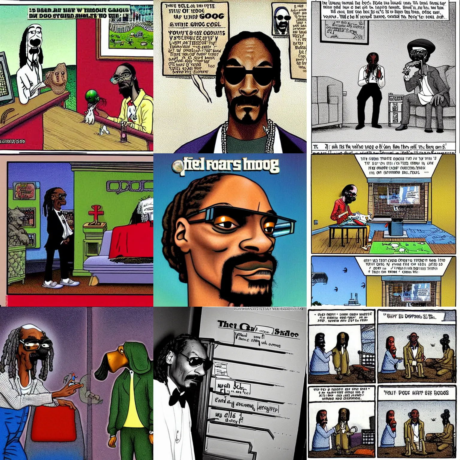 Prompt: snoop dogg in a far side comic strip by gary larson