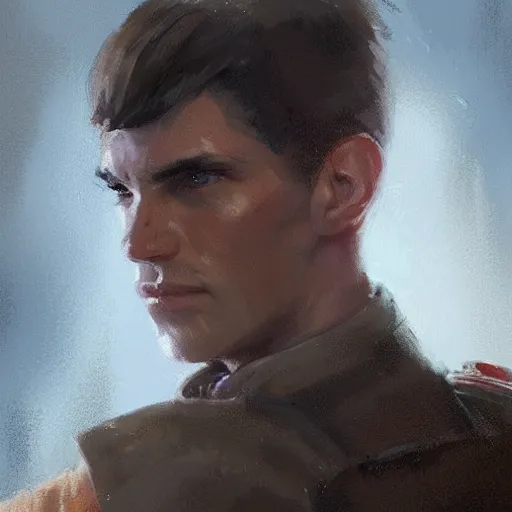 Image similar to portrait of a man by greg rutkowski, british features, short black hair in military style, straight jaw, tall and strong, star wars expanded, universe, he is about 3 0 years old, wearing imperial admiral uniform, artstation hq