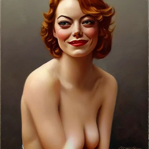 Prompt: emma stone painted by luis ricardo falero