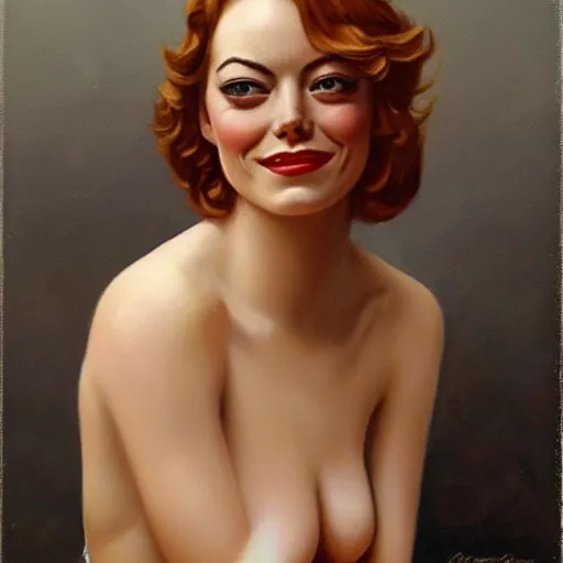 Image similar to emma stone painted by luis ricardo falero