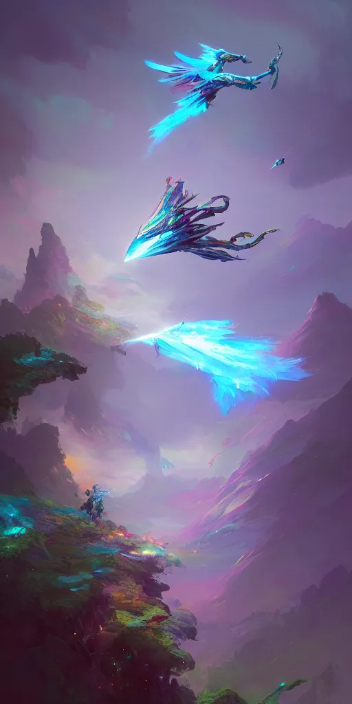 Image similar to a psychedelic realm hidden away in a pocket of ethereal understanding, fighter!! jet!! flying by, in the style of greg rutkowski, and wlop, and lisa frank, and bob ross, and ruan jia, illustration, epic, fantasy, hyper detailed, smooth, unreal engine, sharp focus, ray tracing
