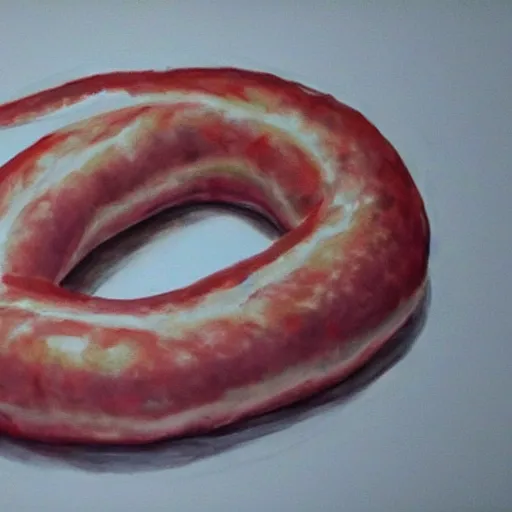 Image similar to sausage painted on white paper by old child, anatomically correct, unreal engine 5, hyper realistic, 8 k highly detailed