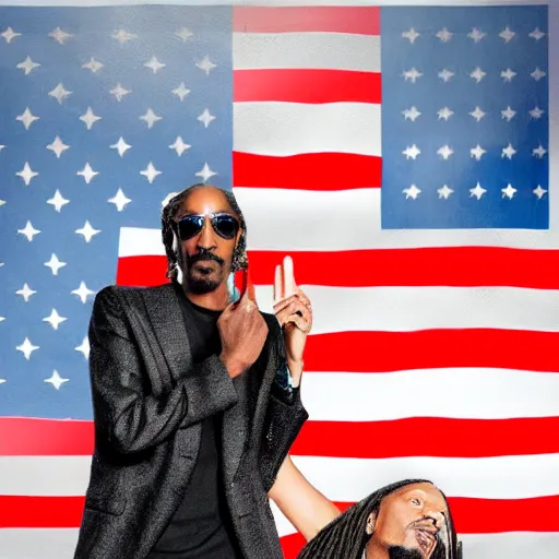 Image similar to snoop dogg making out with elon musk in front of the american flag, ( ( ( ( ( ( very detailed ) ) ) ) ) ), 8 k