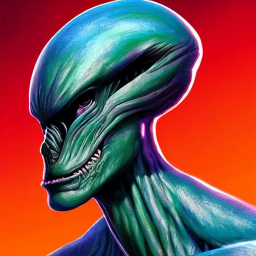 Prompt: Bright, colorful, realistic alien poltical rpg single individual headshot dramatic backlighting, kodachrome, high contrast, highly detailed, sharp focus, digital painting, concept art, illustration, trending on artstation, comic book by Alex Ross cover art