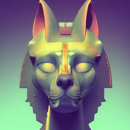 Prompt: anubis head, highly detailed, cultist, artstation, colored, beeple